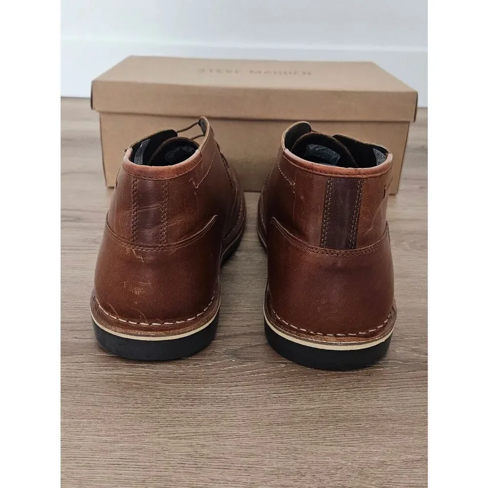 Steve Madden Men's Harken Leather Chukka Boots Cognac Size 16